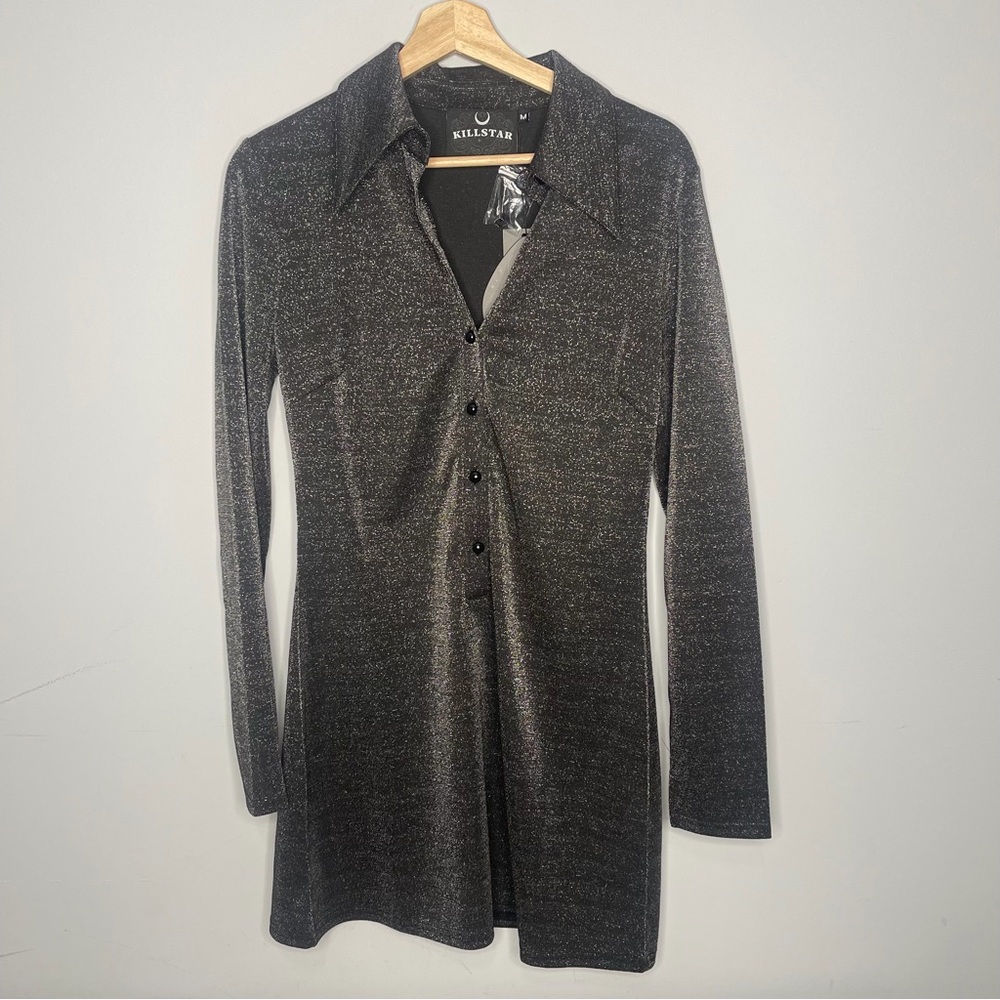 Ladies Killstar Black Glitter Dress new Diana mini dress medium‎